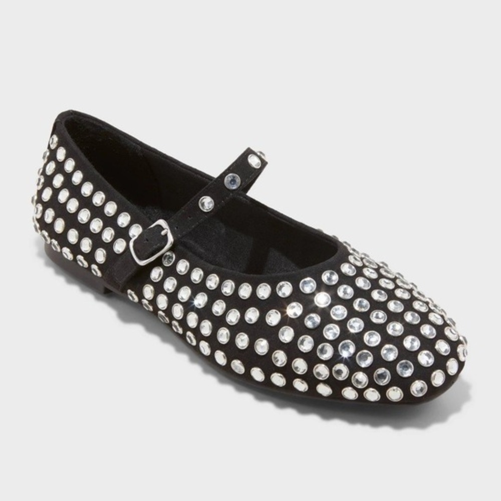 Women's Issa Rhinestone Mary Jane Flats A New Day Black Size 11 New With‎ Tags